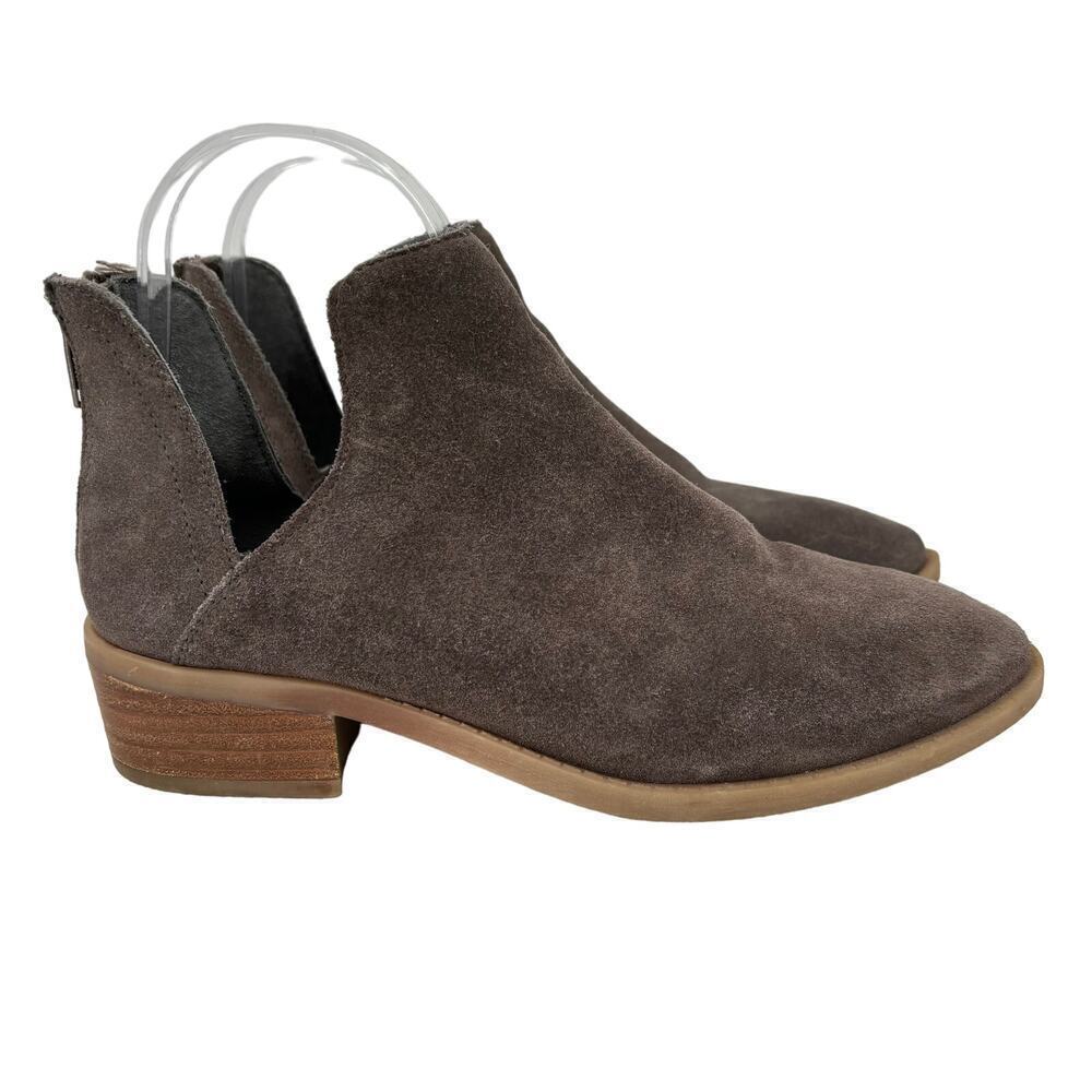 Steve Madden‎ Laramie Ankle Bootie Womens Size 6 Taupe Leather Block Heel Boot